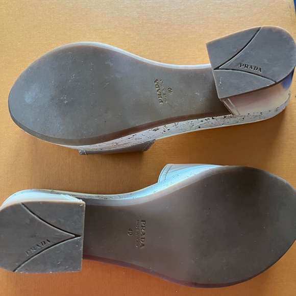 PRADA VERNICE WEDGES PATTERN LEATHER AND CORK - Picture 5 of 10